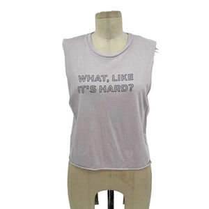 Barry's "What, Like It's Hard?" Graphic Muscle Tank Top Lilac Purple Size Medium